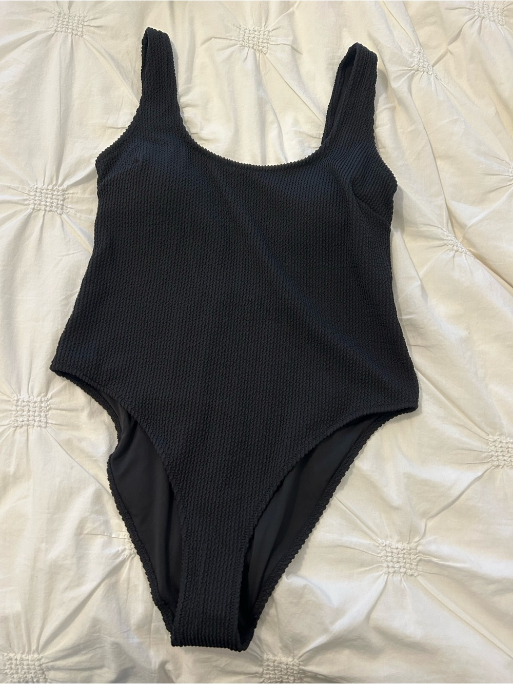 H&M Black Textured One-Piece Swimsuit